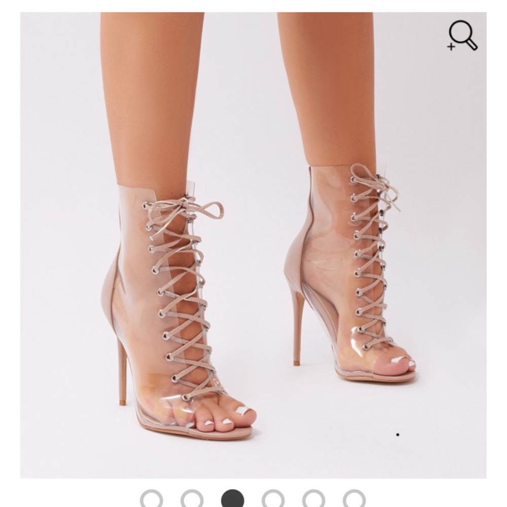Clear lace up booties